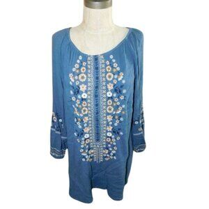 J. Jill Size L Large Gauzy Boho Tunic Style Top Blouse